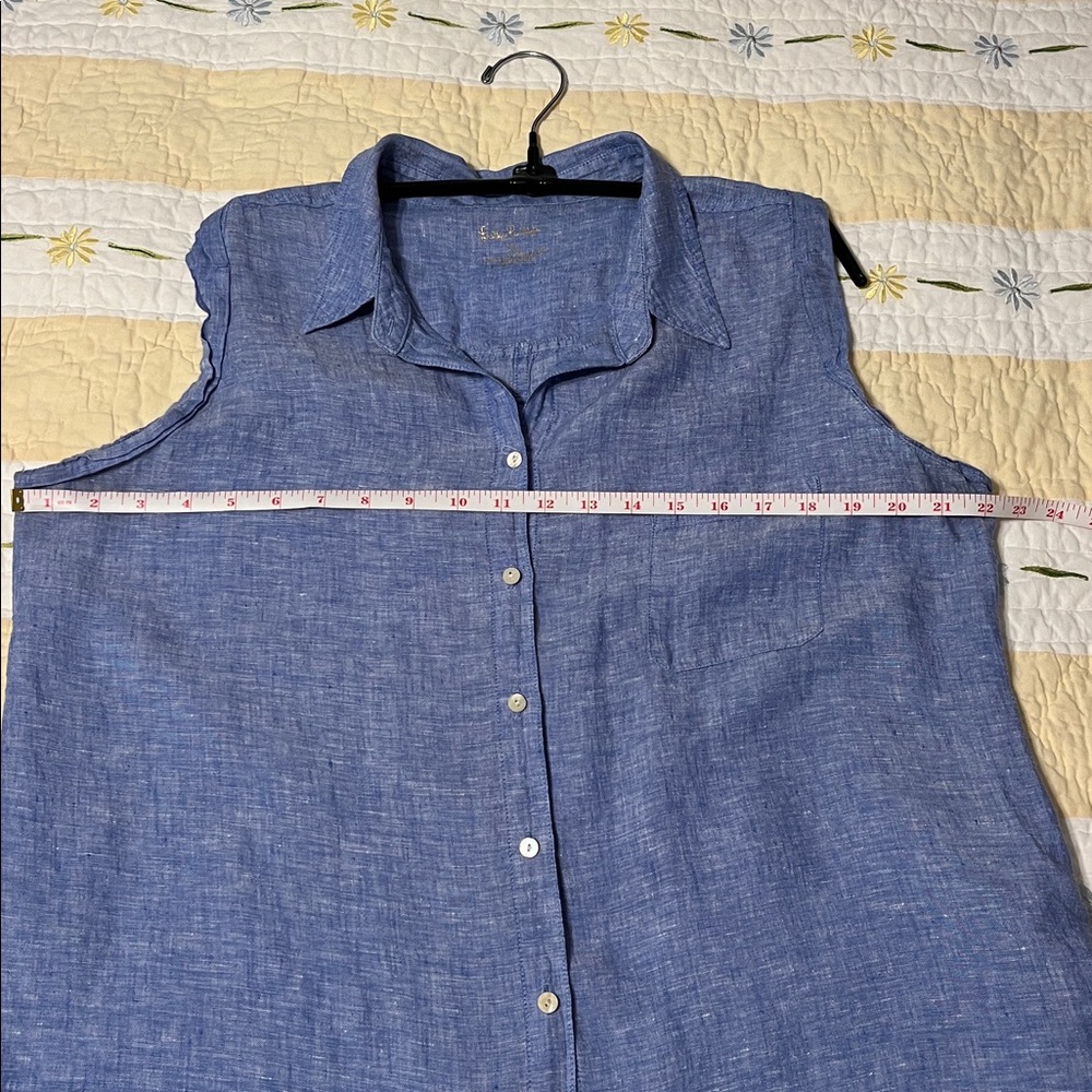 Lilly Pulitzer Sleeveless Blue Button-Down Shirt - Picture 6 of 6